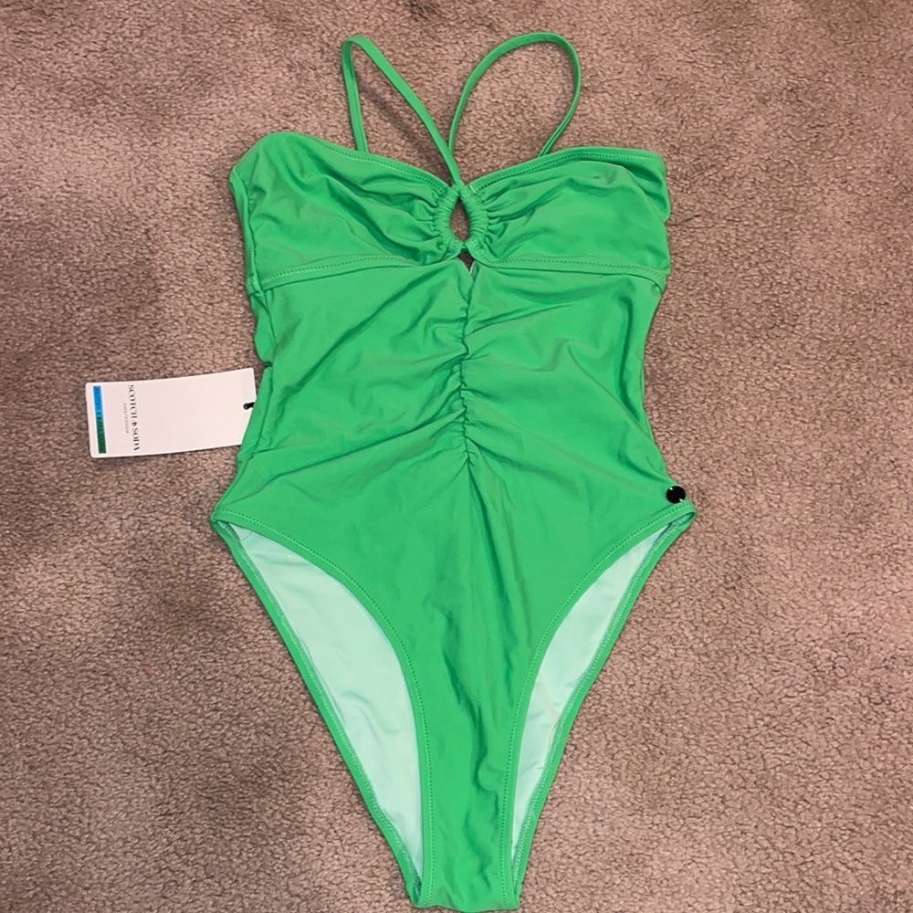 Women’s Scotch and Soda green halter swimsuit